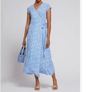 & Other Stories Blue White Floral Wrap Dress US10